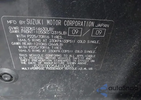 2010 Suzuki Grand Vitara Premium from USA, damaged, VIN JS3TE0D25A4100407
